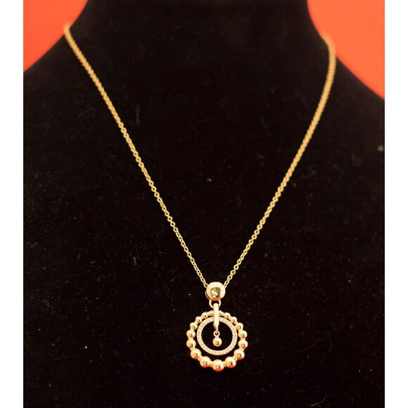 18K Gold Plated Vintage Lune Rhinestones Pendant 18 Inch - F8 - Picture 2 of 3